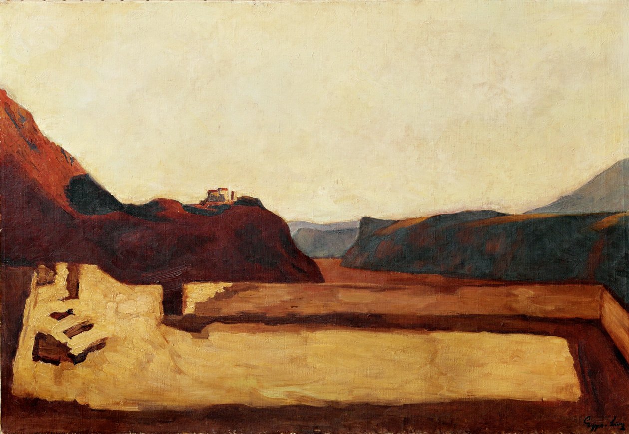 Am Kalvarienberg bei Bozen - Kalvárie u Bolzana, Itálie (malba na plátně) od Albin Egger-Lienz