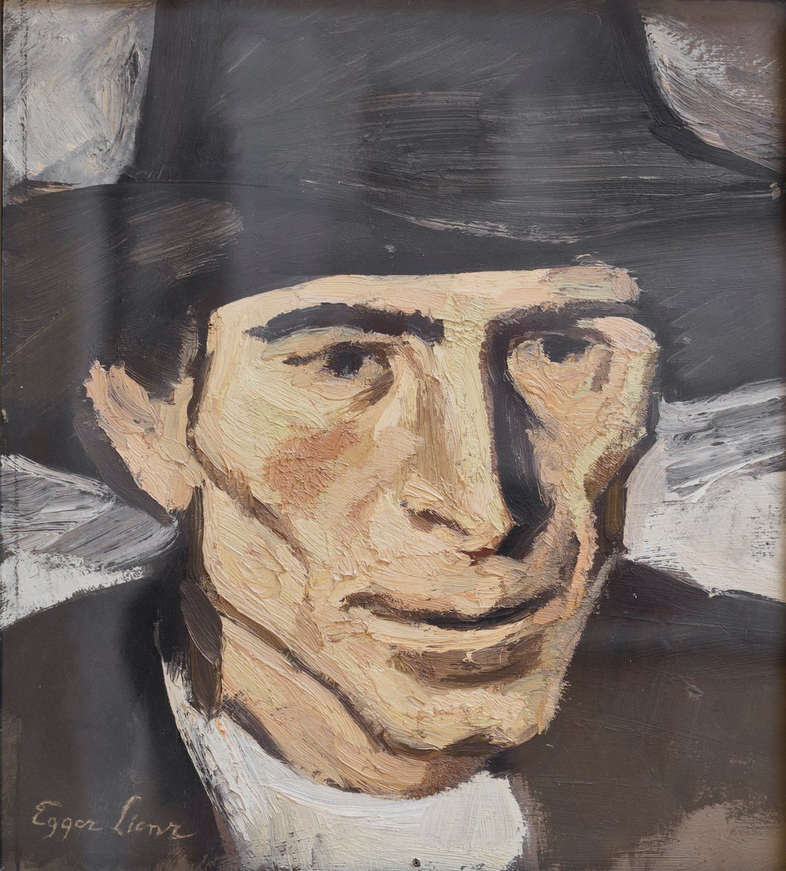 Hlava farmáře (olej na kartonu) od Albin Egger Lienz