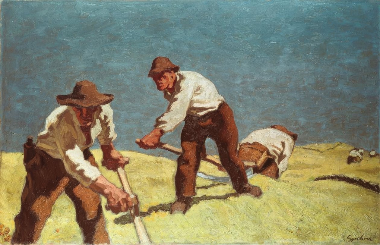 Sečení horských zemědělců od Albin Egger Lienz