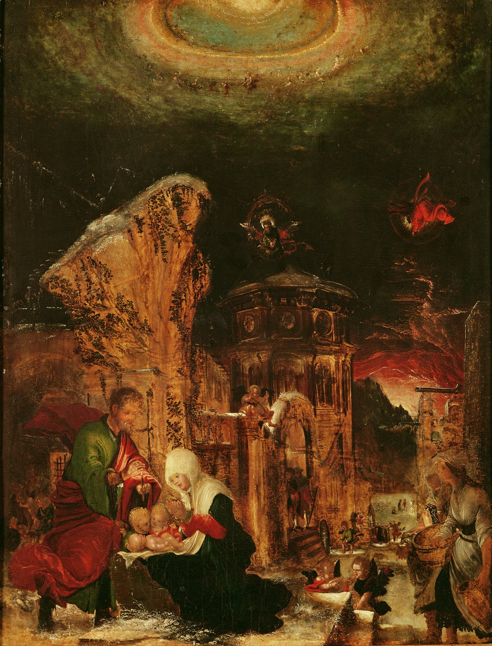 Narození Krista (Svatá noc), asi 1520-25, (podrobnosti viz 66589) od Albrecht Altdorfer