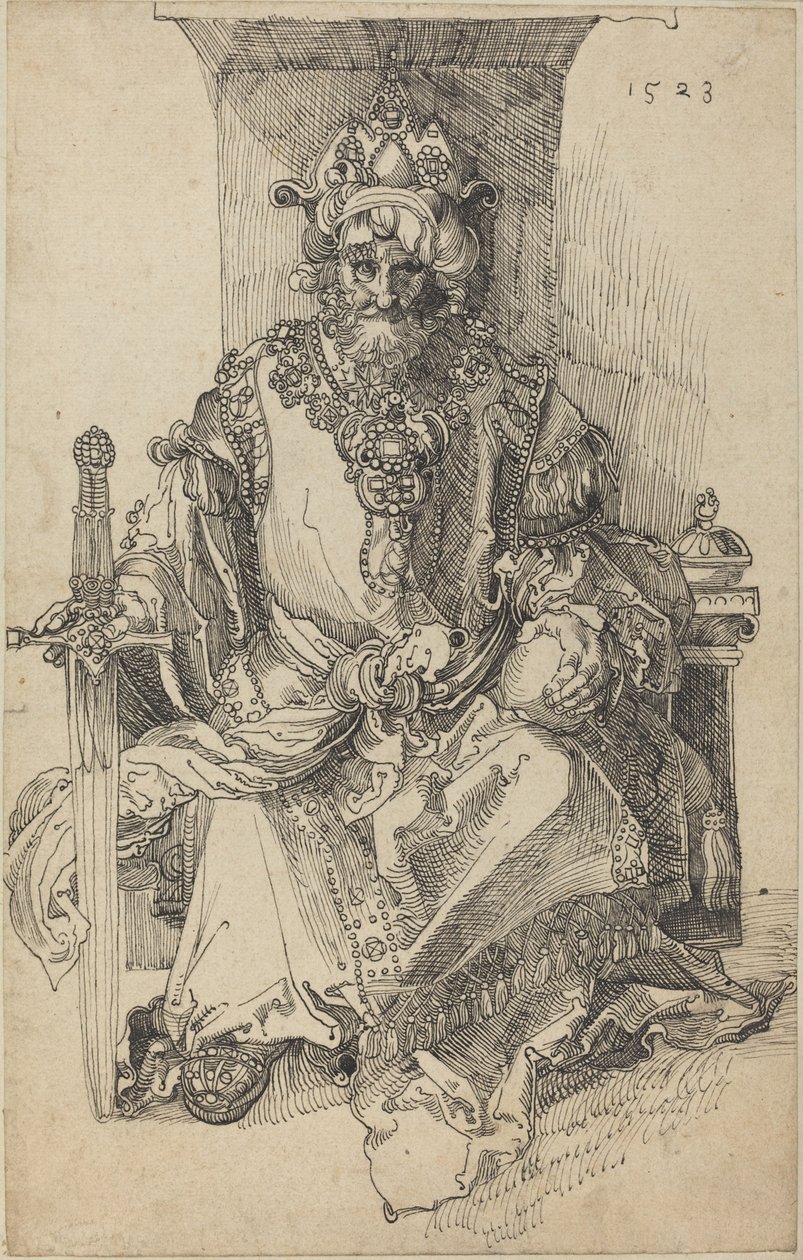 Orientální vládce sedící na svém trůnu od Albrecht Dürer