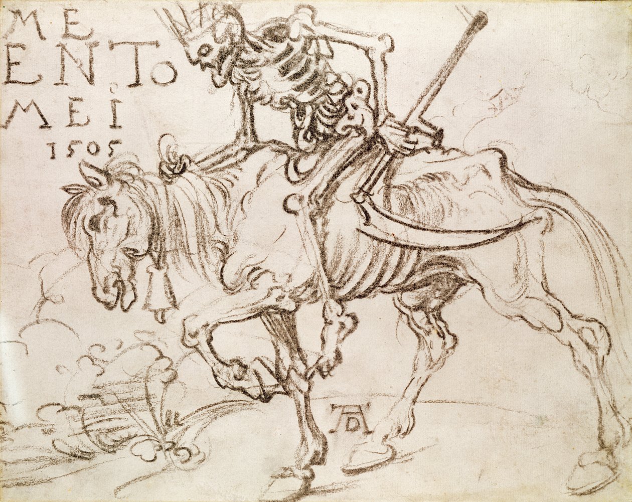 Death Riding, 1505 (uhlí na papíře) od Albrecht Dürer