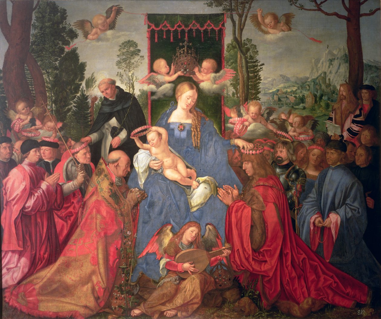 Oltářní obraz Věnec růží, 1600 od Albrecht Dürer