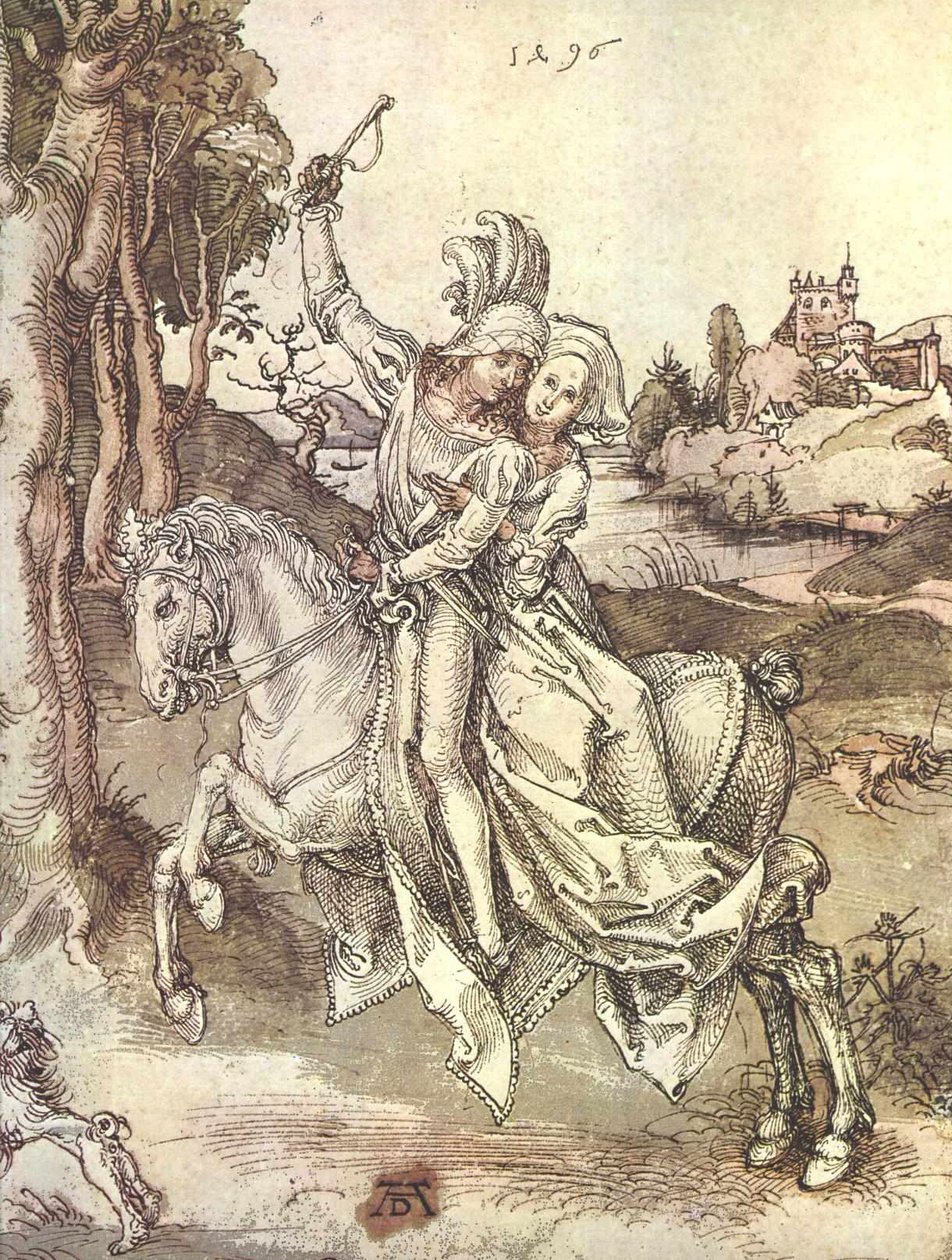Mladý pár na koni od Albrecht Dürer