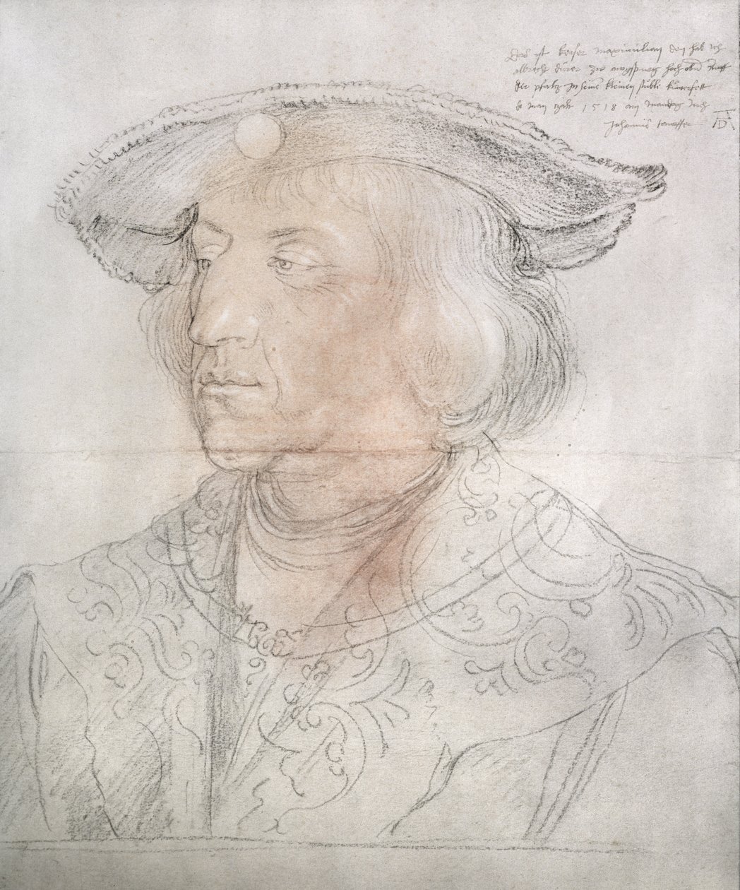 Maxmilián I., německý císař (1459-1519), 1518-19 (tužka s mytím wc) od Albrecht Dürer