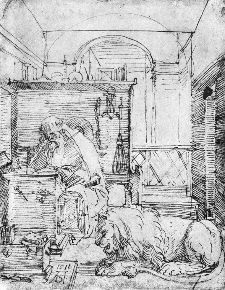 Svatý Jeroným ve své pracovně od Albrecht Dürer
