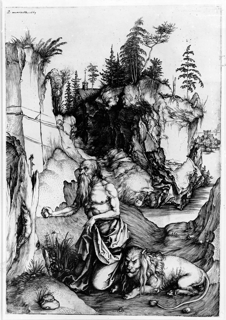 Sv. Jeroným v divočině, kolem roku 1496 od Albrecht Dürer