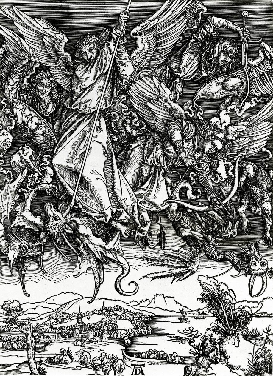 St. Michael bojující s drakem, 1498 od Albrecht Dürer