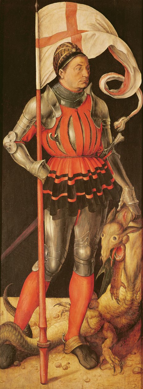 Stephan Paumgartner zobrazený jako svatý Jiří, levá deska Paumgartnerova oltářního obrazu, kolem roku 1500 (tempera na desce) (viz také 495745) od Albrecht Dürer