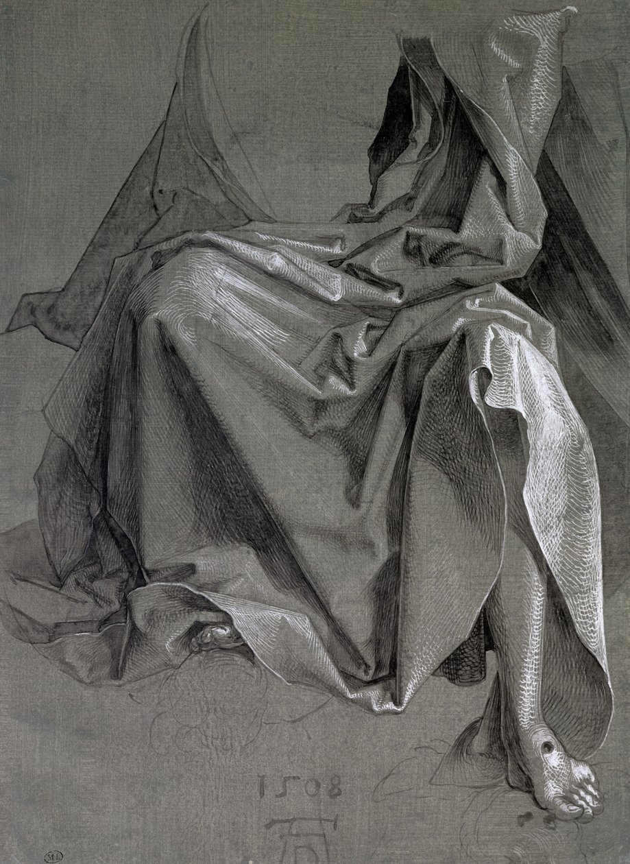 Studie o Kristových šatech, 1508 (kvaš a inkoust na papíře) od Albrecht Dürer