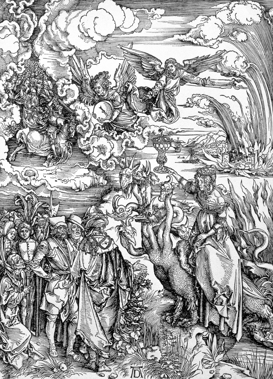Babylonská nevěstka z "Apokalypsy" neboli "Zjevení svatého Jana Božského", vyd. 1498 od Albrecht Dürer