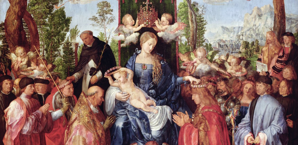 Svátek růžových girland, 1506 (detail 157023) od Albrecht Dürer