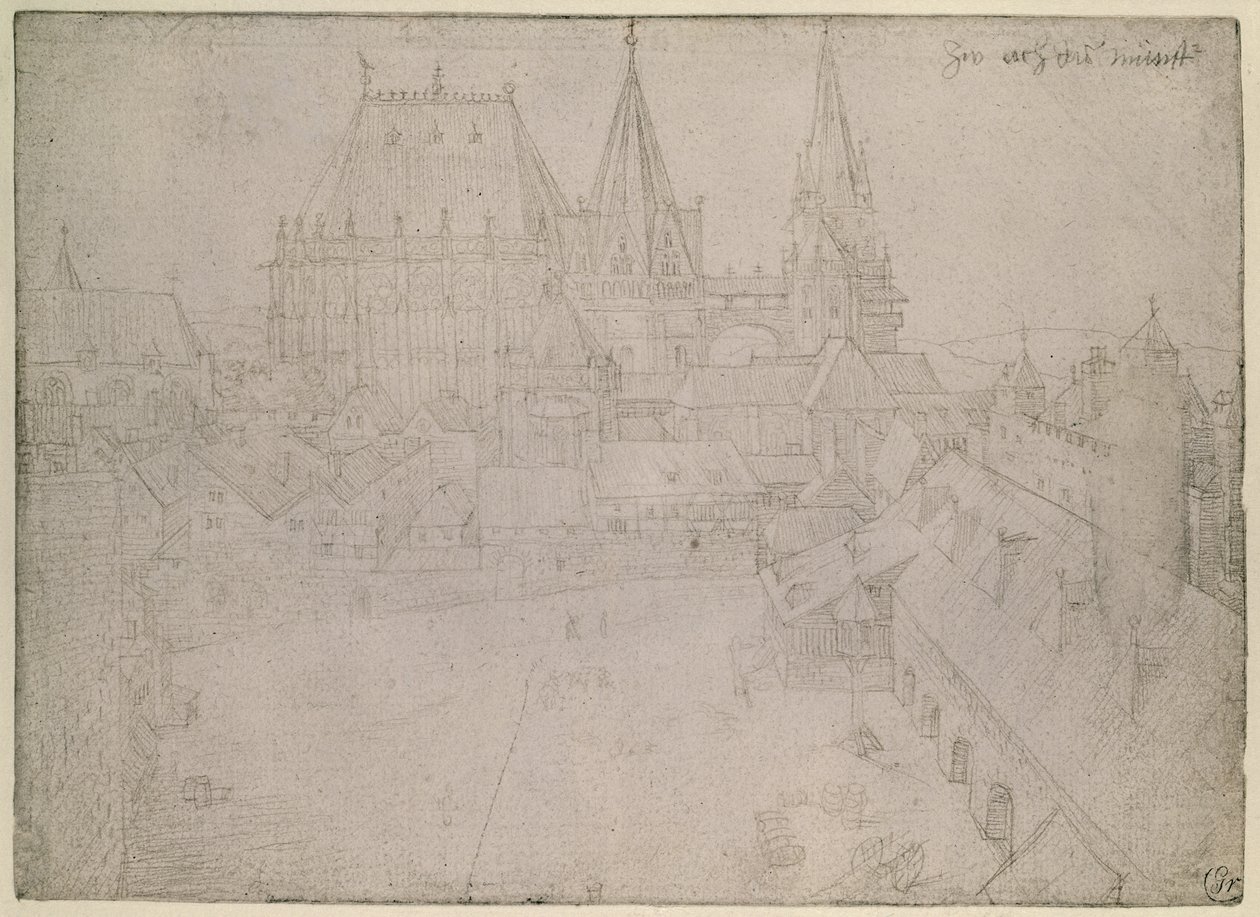 Minster v Cáchách, 1520 (stříbrná kresba na papíře) od Albrecht Dürer