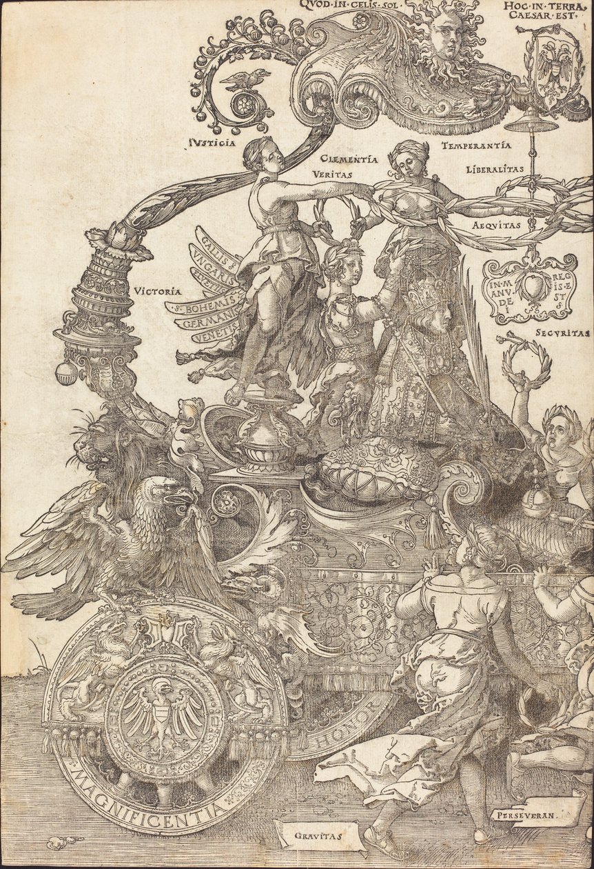 Triumfální vůz Maxmiliána I. (Velké triumfální auto) [deska 1 z 8] od Albrecht Dürer