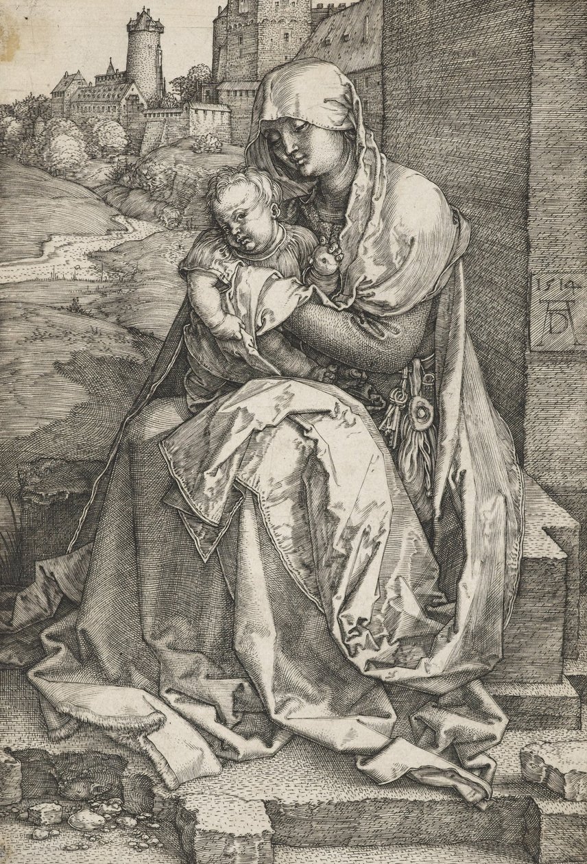 Panna sedící u zdi od Albrecht Dürer