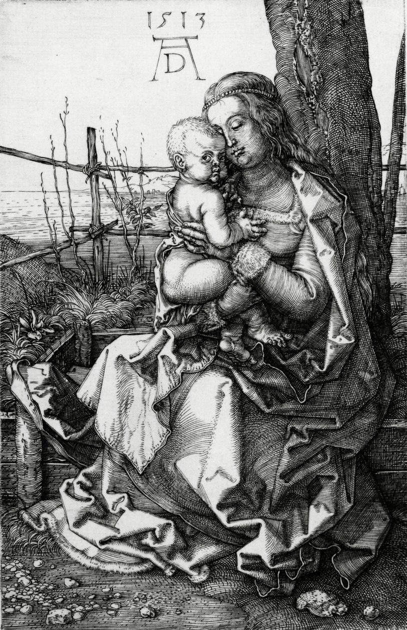 Panna a dítě sedící pod stromem, 1513 od Albrecht Dürer