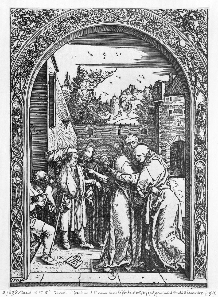 Setkání sv. Anny a svatého Joachima u Zlaté brány, ze série Život Panny Marie, 1504 od Albrecht Dürer