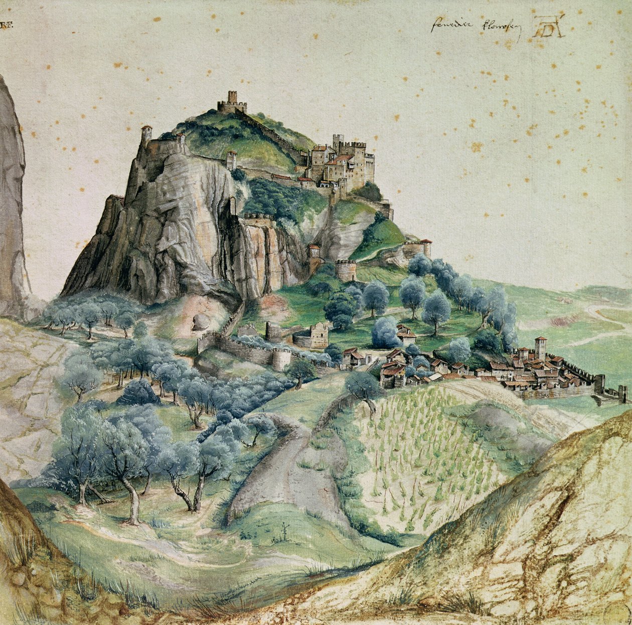 Pohled na údolí Arco v Tyrolsku, 1495 (pero a inkoust a wc na papíře) od Albrecht Dürer
