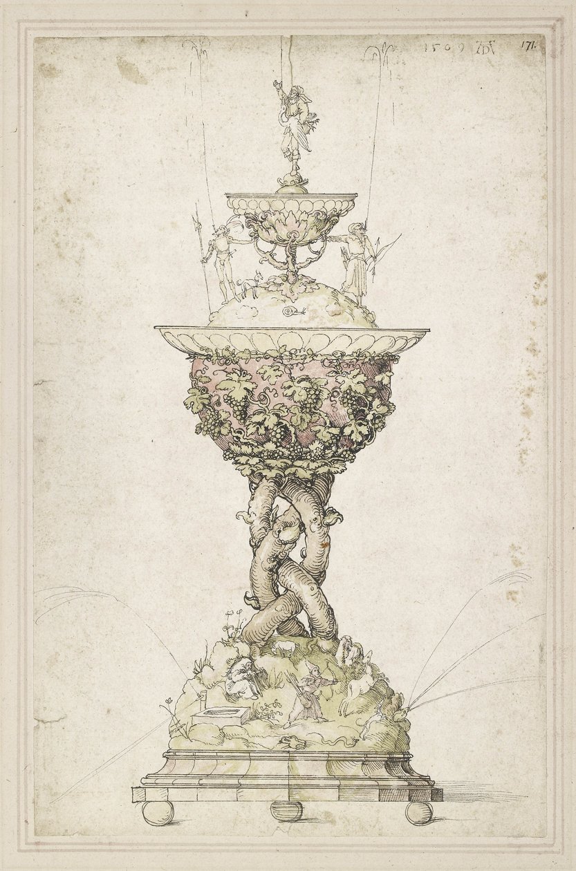Design pro stolní fontánu, 1509 (pero a inkoust a wc na papíře) od Albrecht Dürer