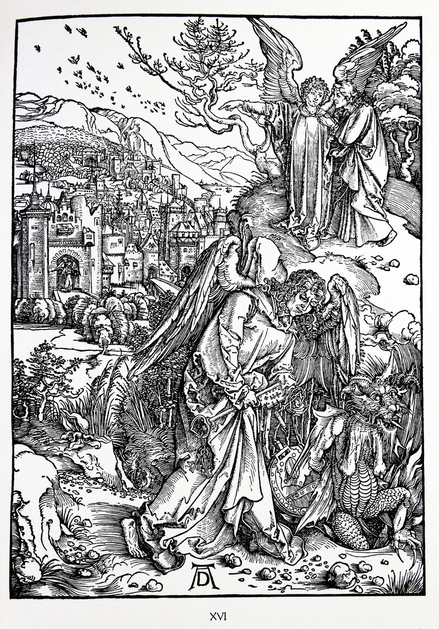 Zjevení svatého Jana: 15. Anděl s klíčem k bezedné jámě od Albrecht Dürer