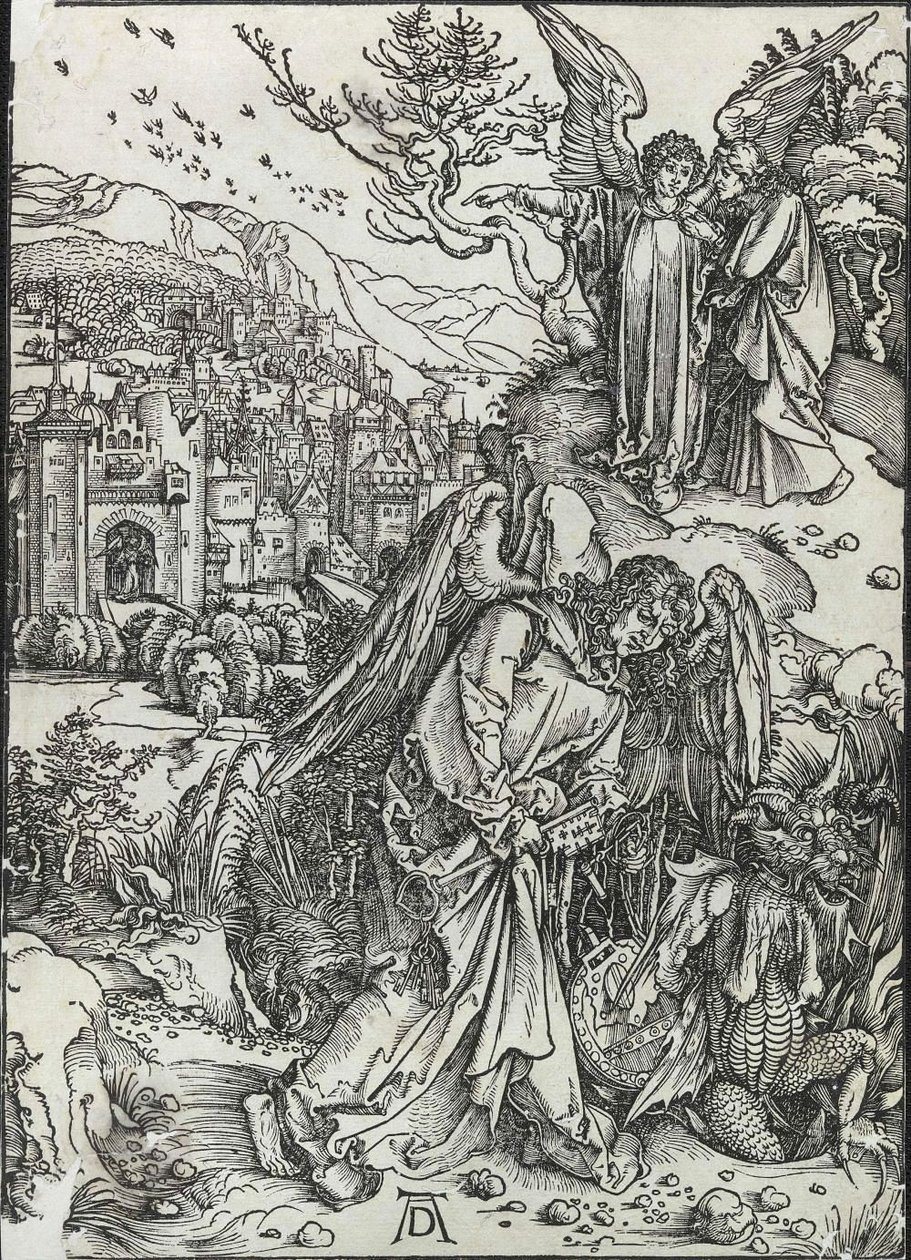 Anděl s klíčem bezedné jámy od Albrecht Dürer