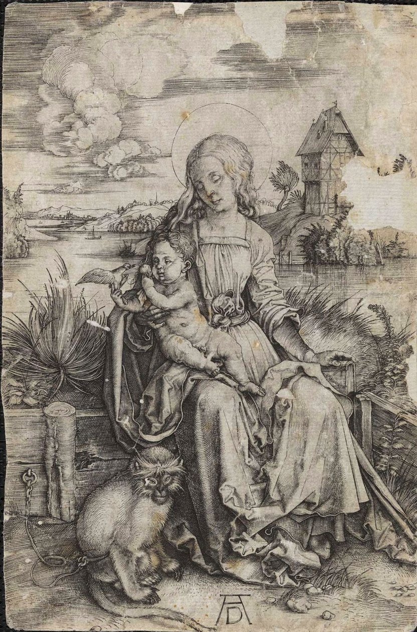Panna a dítě s opicí od Albrecht Dürer