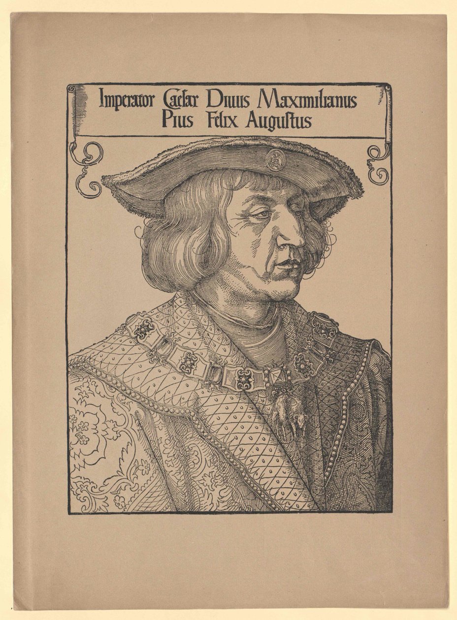 Císař Svaté říše římské Maxmilián I. (tisk) od Albrecht (after) Durer or Duerer