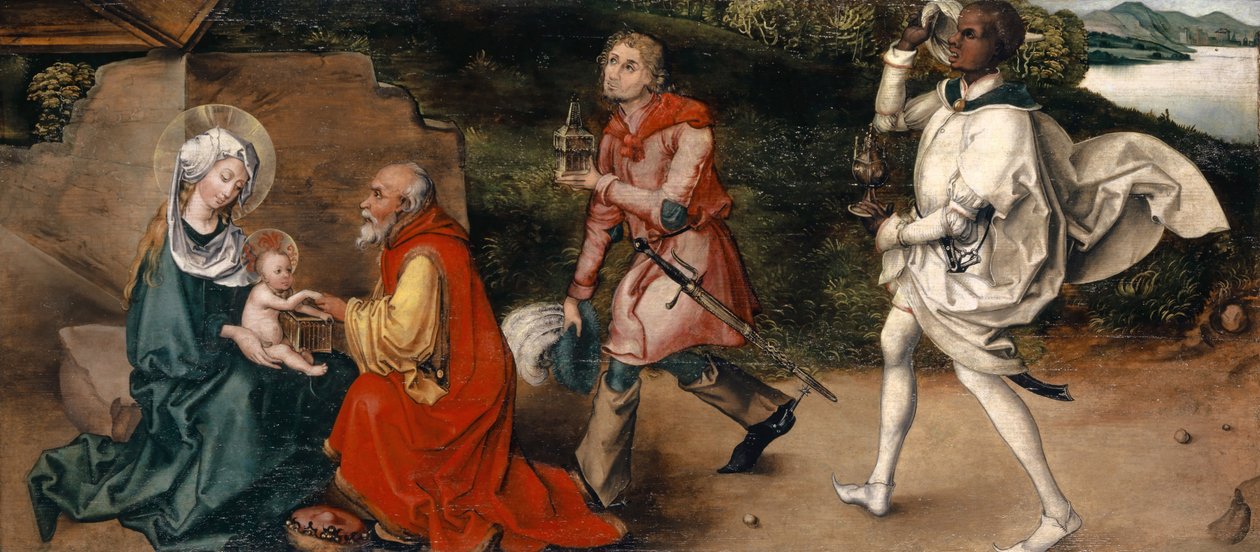 Klanění tří králů, c.1492-94 (kombinovaná média na jedle) od Albrecht (attr. to) Durer or Duerer