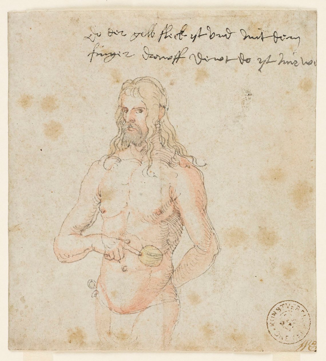 Autoportrét, nemocný, asi 1506-07 (hnědé pero a akvarel) od Albrecht (attr. to) Durer or Duerer