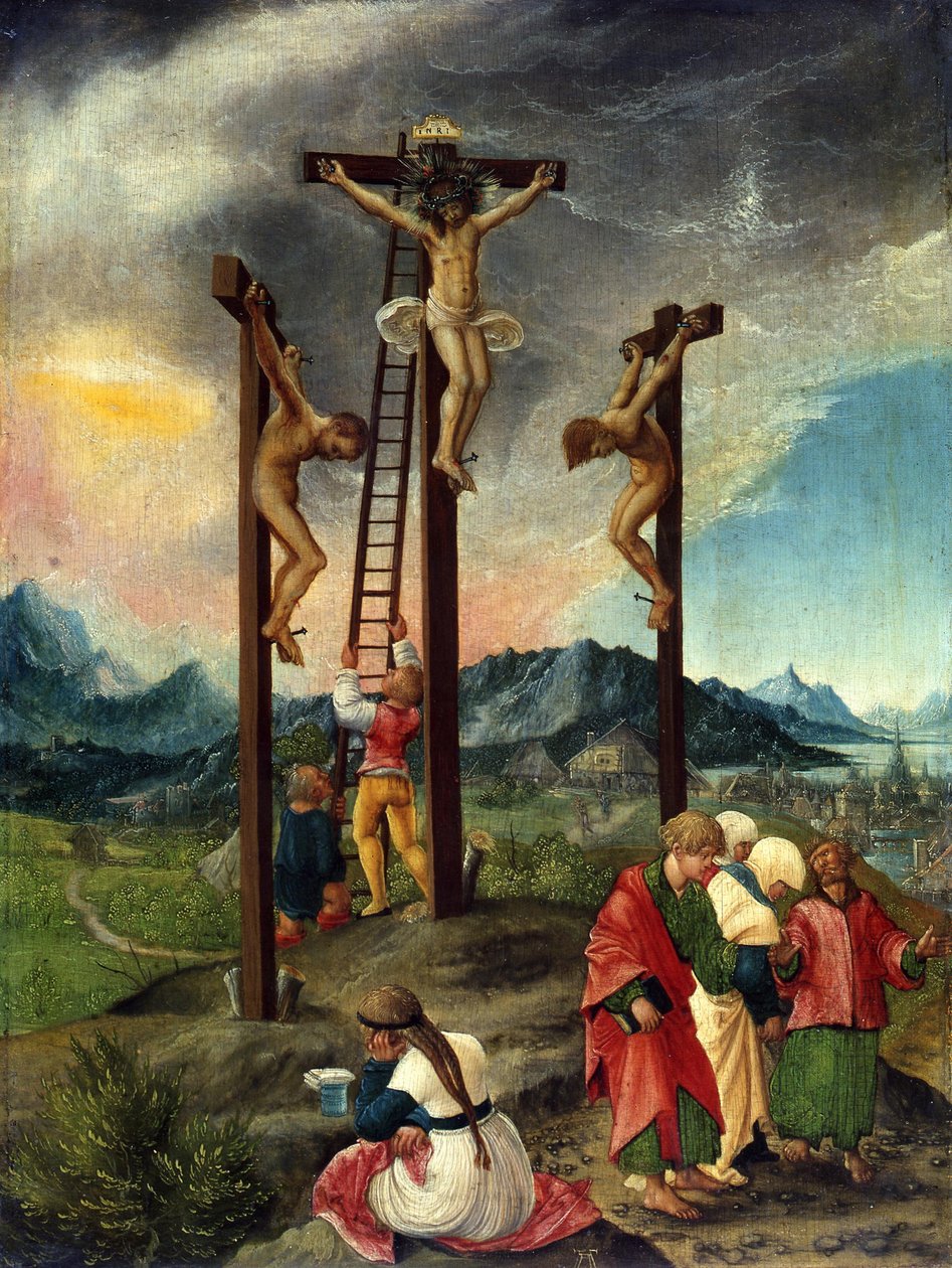 Kristus na kříži mezi dvěma zločinci od Albrecht Altdorfer