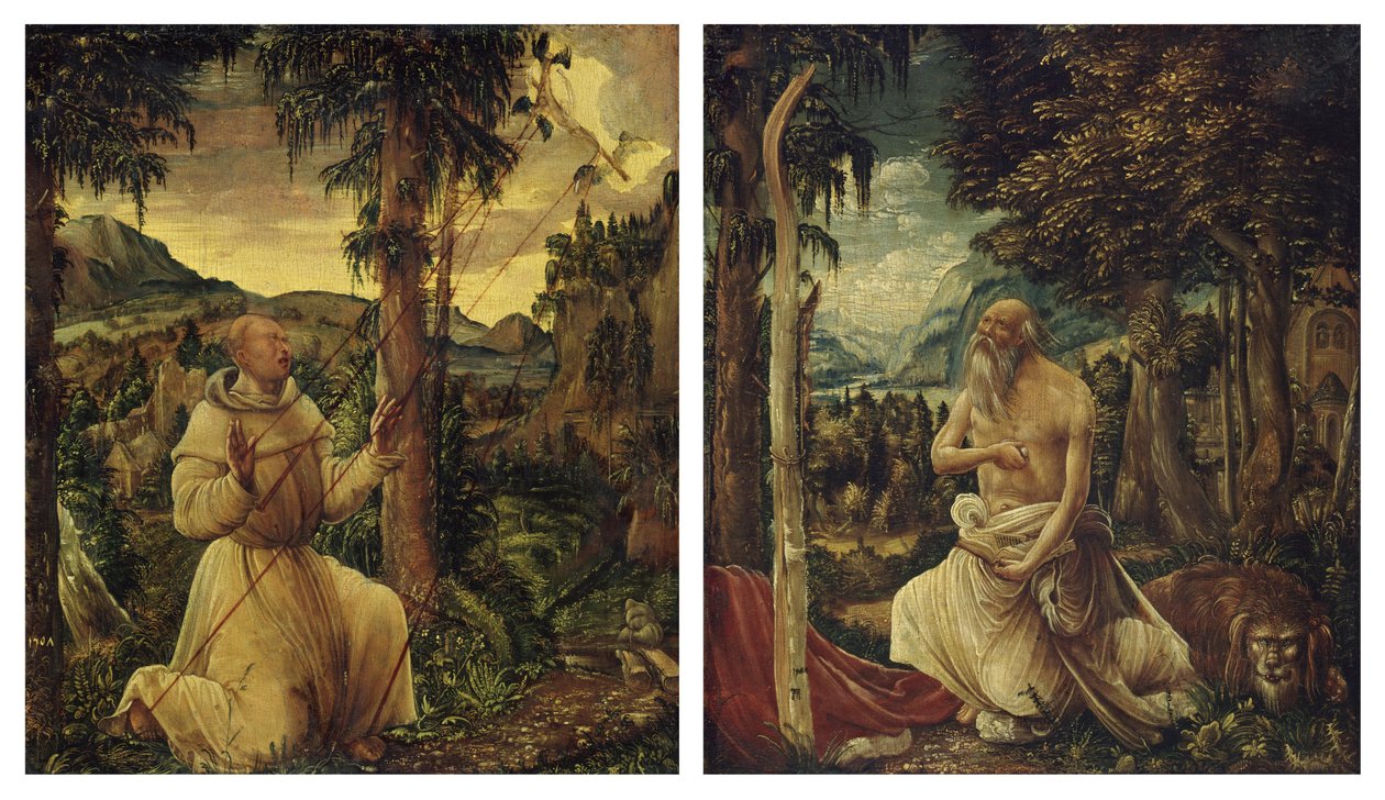 Stigmatizace svatého Františka / Pokání svatého Jeronýma od Albrecht Altdorfer