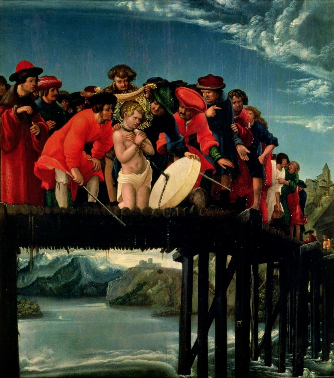 Německy: Brückensturz des hl. Florian Umučení svatého Floriána od Albrecht Altdorfer