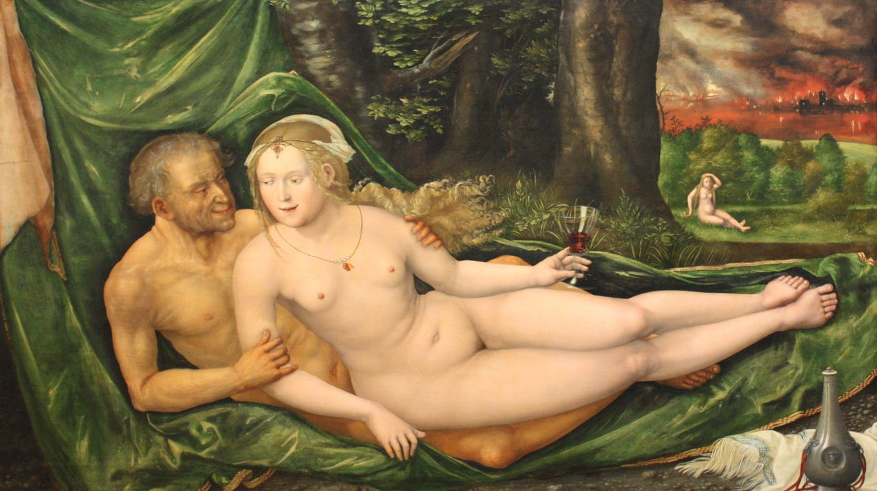 Německy: Lot und seine Töchter Lot a jeho dcery od Albrecht Altdorfer