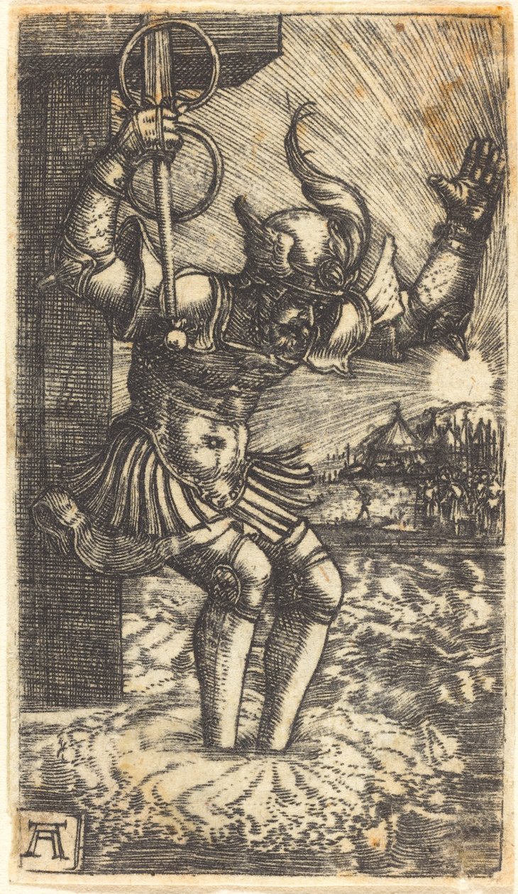 Horatius Cocles skočí do řeky Tibery od Albrecht Altdorfer