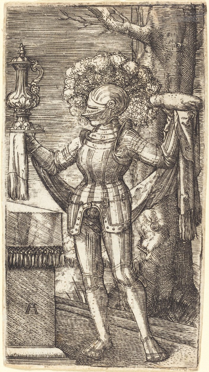 Rytíř v brnění s chlebem a vínem od Albrecht Altdorfer