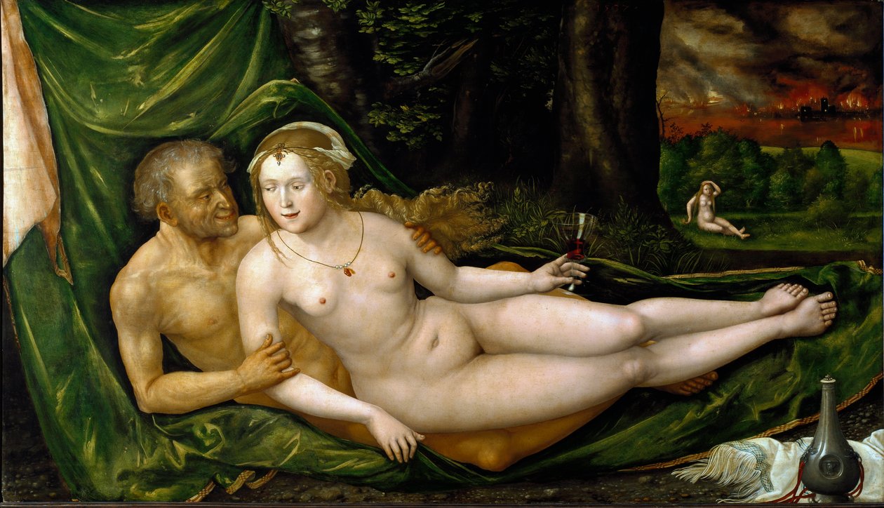 Loth a jeho dcery Obraz Albrechta Altdorfera (asi 1480-1538) 1537 Rozm. 107,5x189 cm Vídeň, Kunsthistorisches Museum od Albrecht Altdorfer