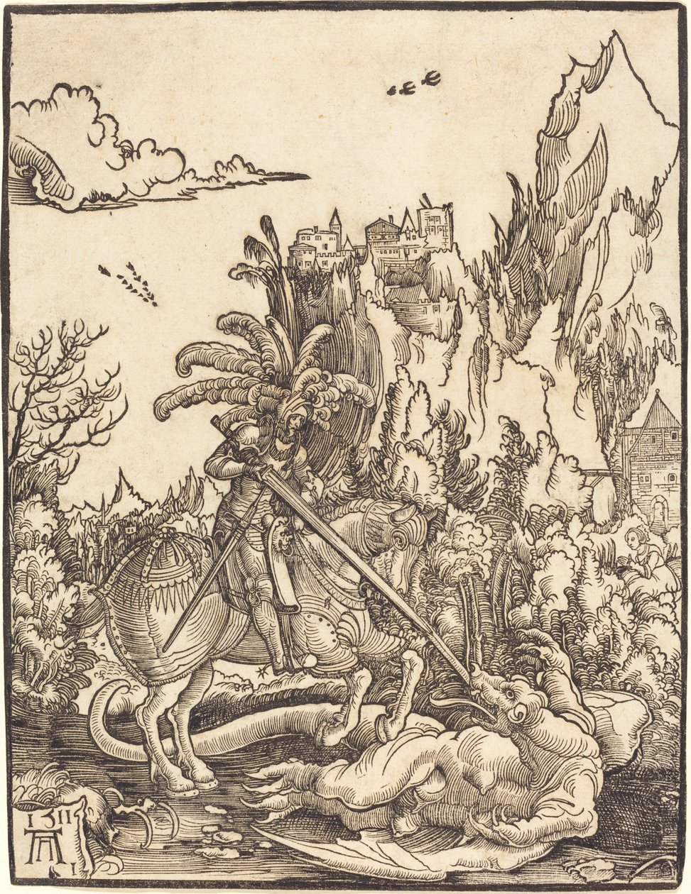 Svatý Jiří zabíjející draka od Albrecht Altdorfer