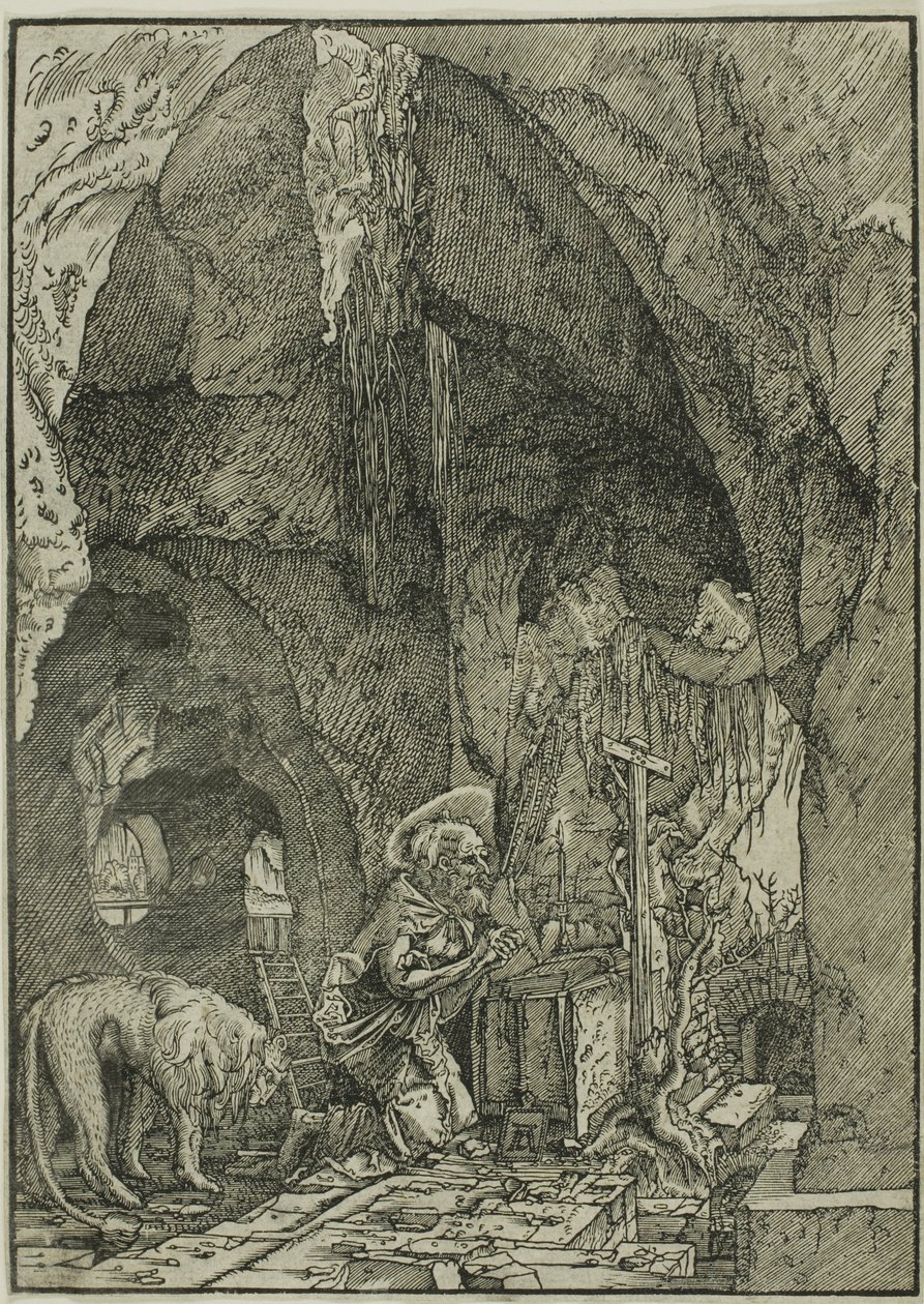 Svatý Jeroným v kajícnosti, v jeskyni od Albrecht Altdorfer