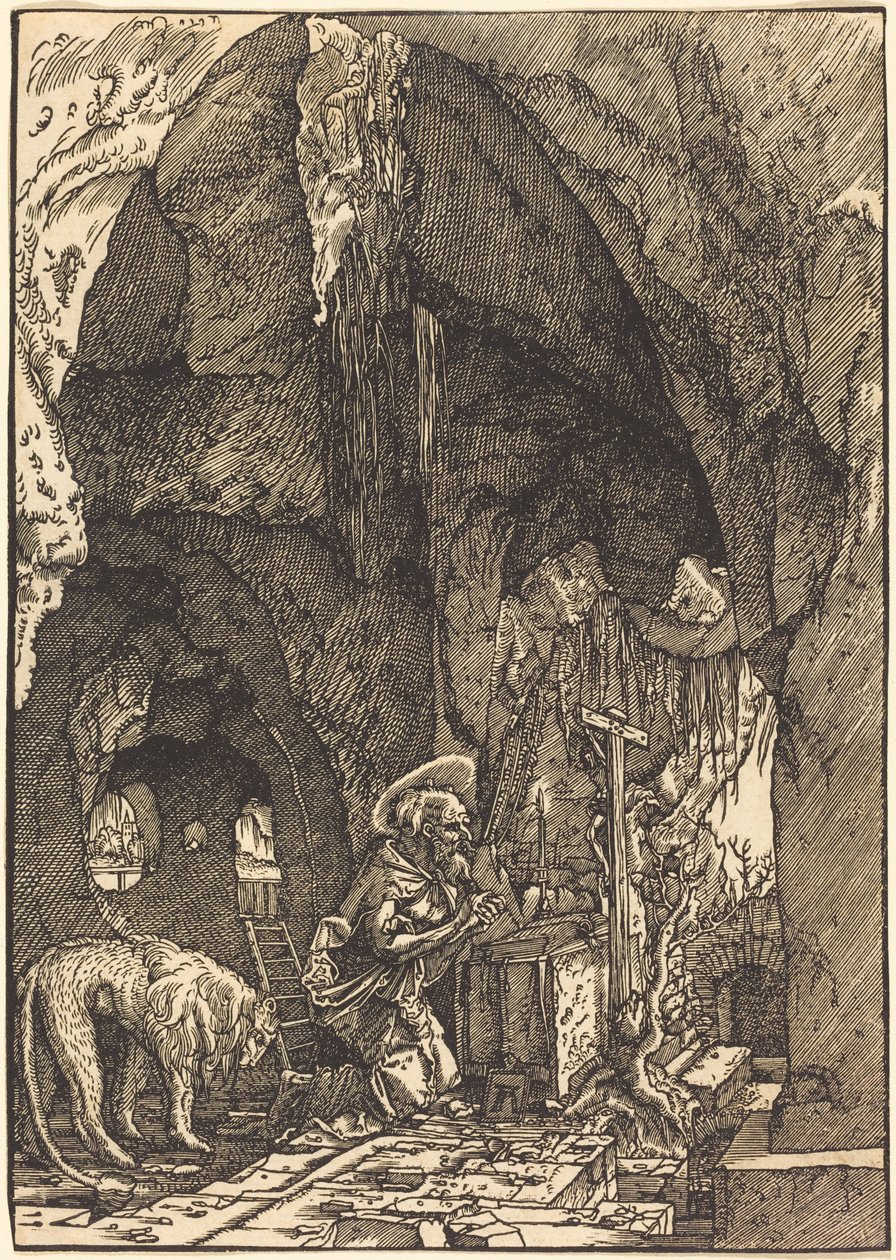Svatý Jeroným v jeskyni od Albrecht Altdorfer