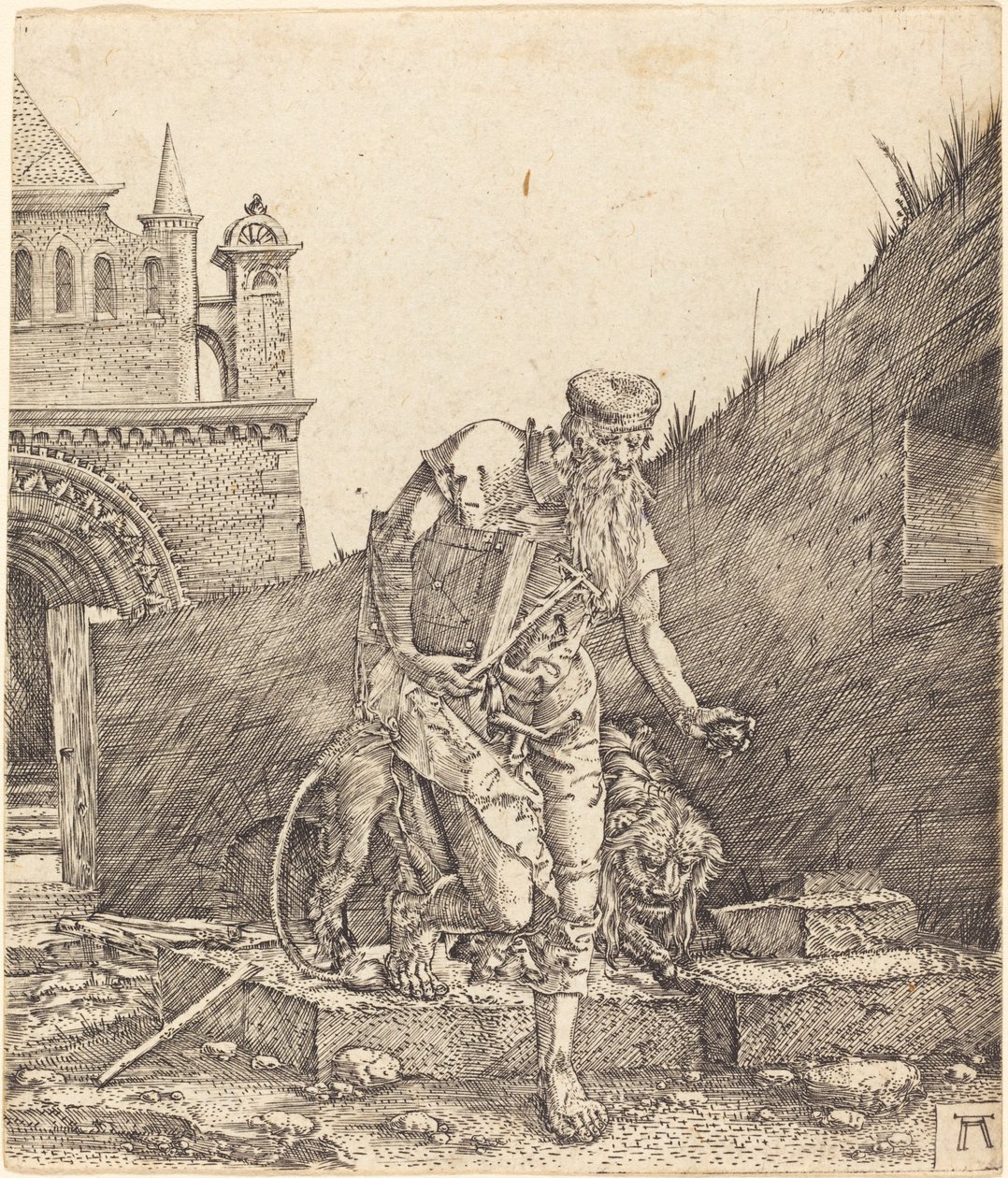 Svatý Jeroným na nádvoří od Albrecht Altdorfer