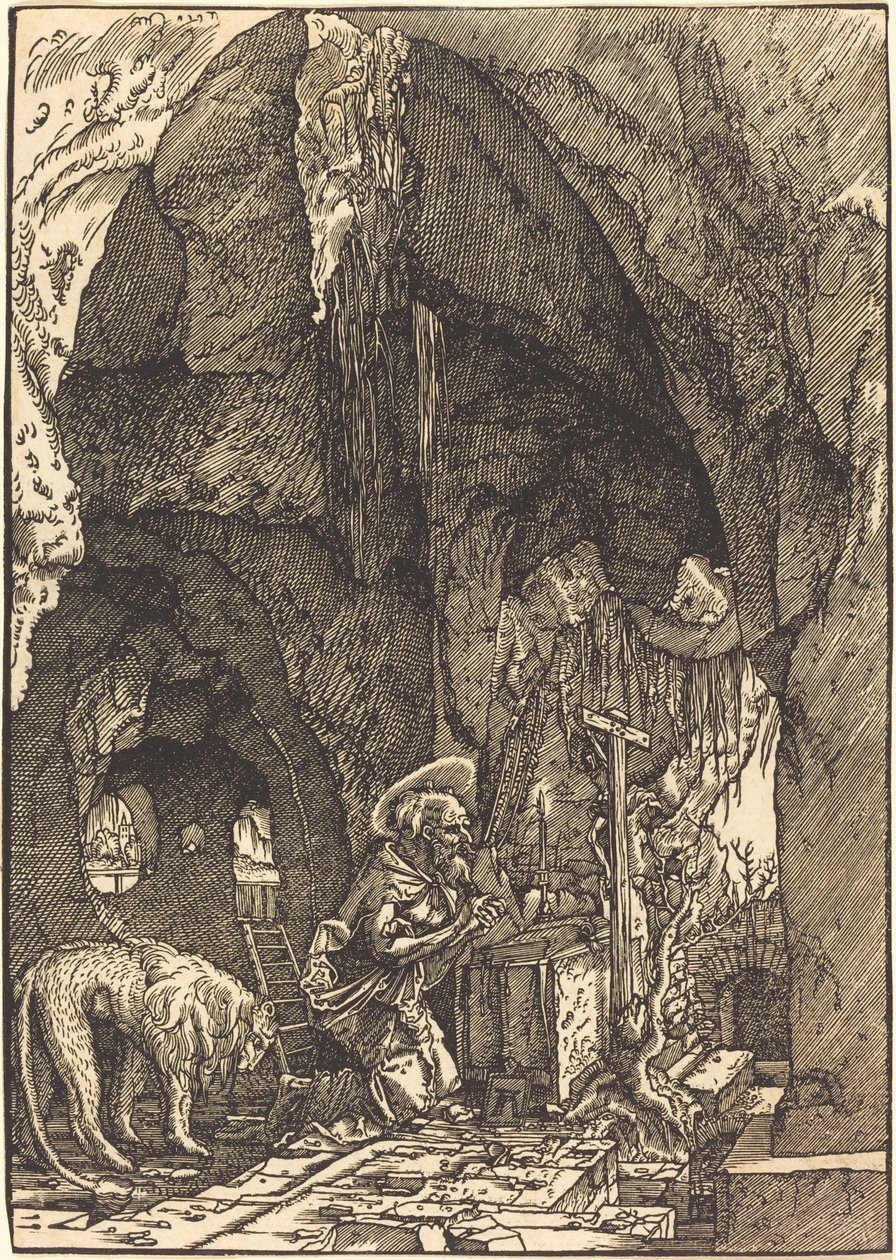 Svatý Jeroným v jeskyni od Albrecht Altdorfer