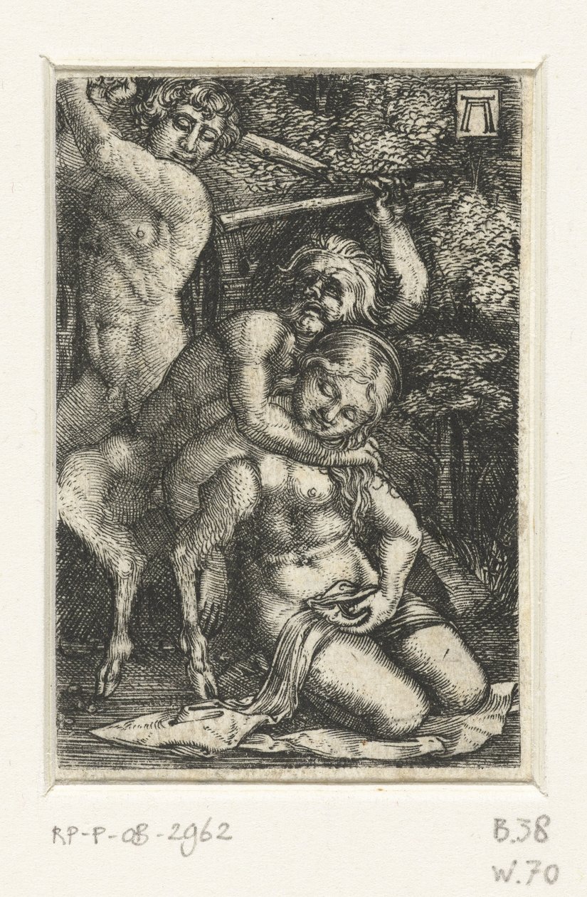 Satyr a muž se perou o ženu od Albrecht Altdorfer