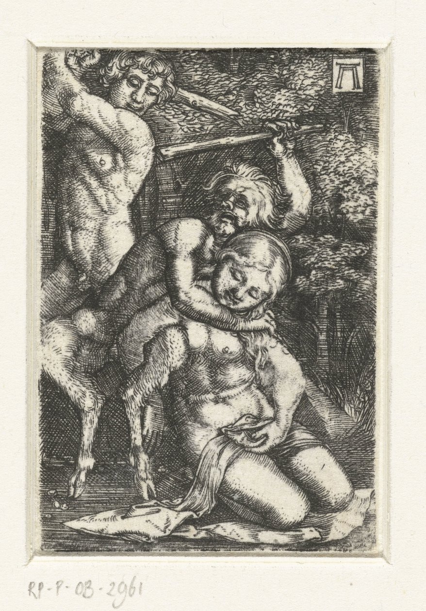 Satyr a muž se perou o ženu od Albrecht Altdorfer