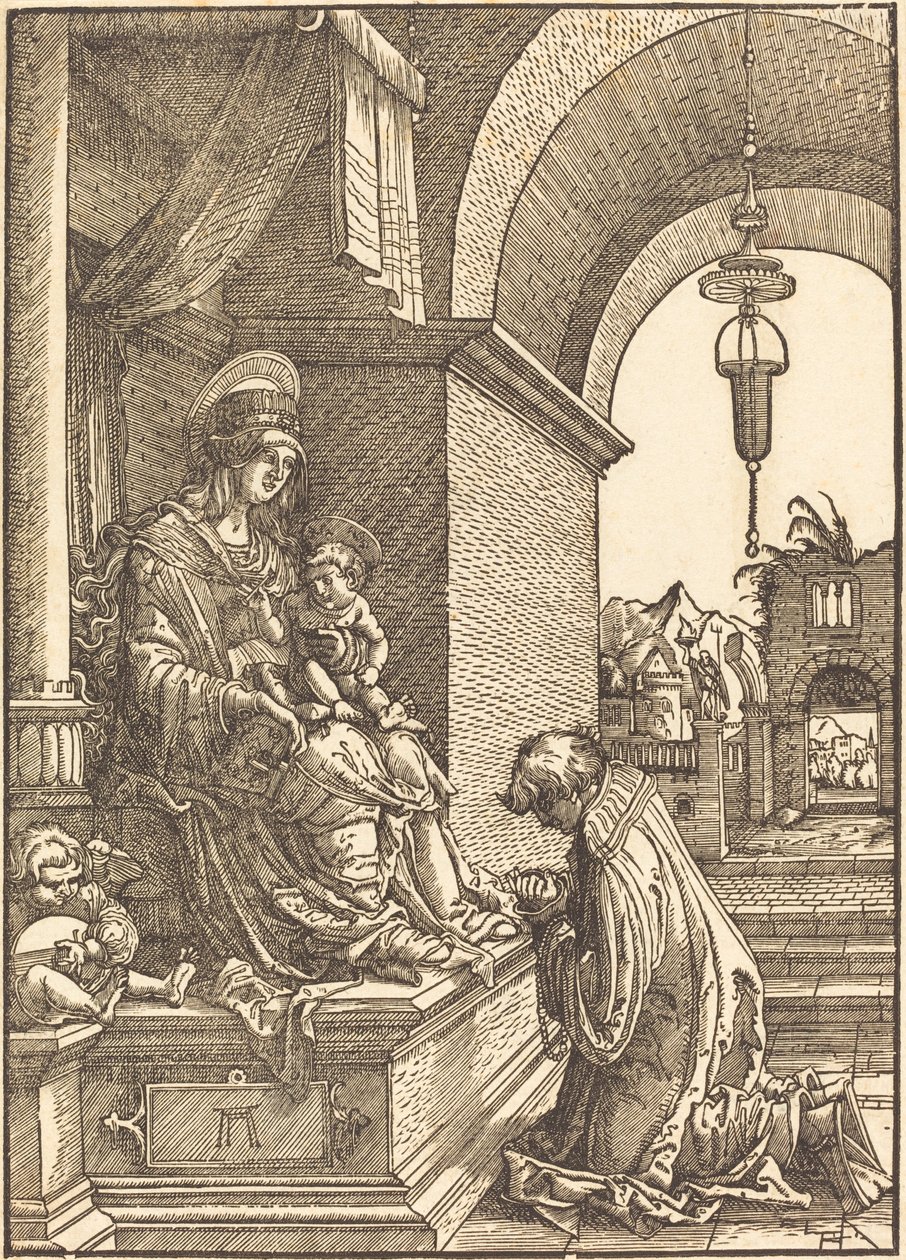 Prosebník klečí před Pannou a Dítětem od Albrecht Altdorfer