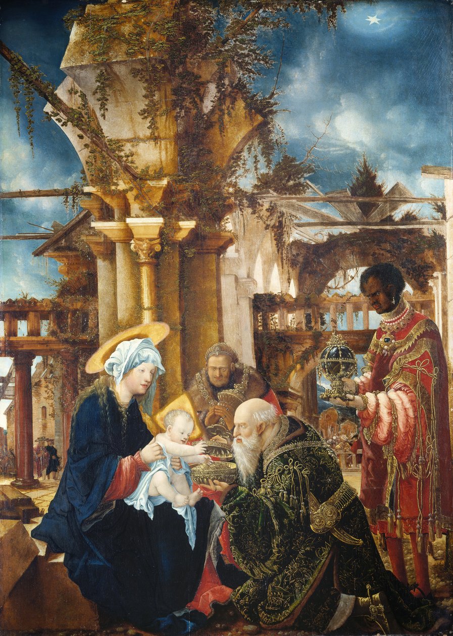 Klanění tří králů, kolem roku 1535 od Albrecht Altdorfer