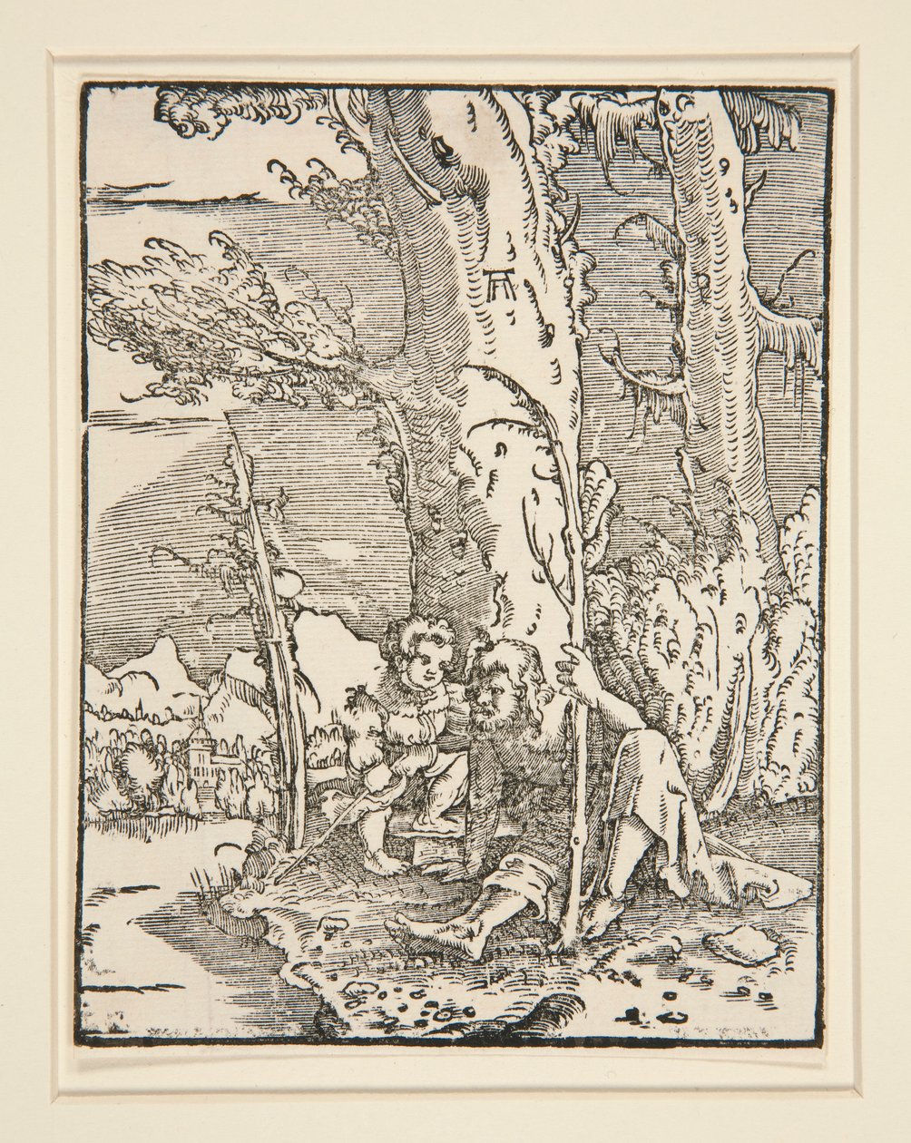 Dítě Ježíš se svatým Kryštofem, ze série Pád a Vykoupení člověka od Albrecht Altdorfer