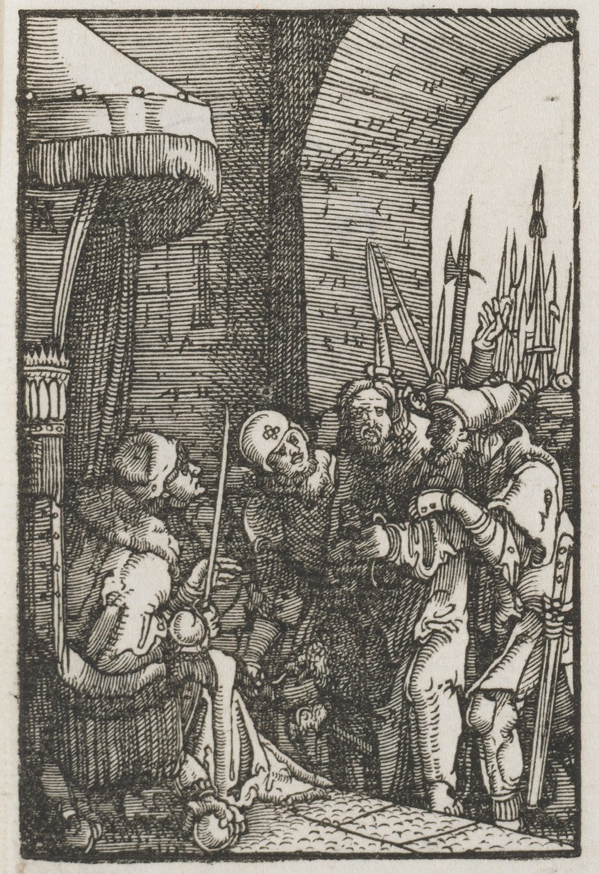 Pád a vykoupení člověka: Kristus před Pilátem od Albrecht Altdorfer