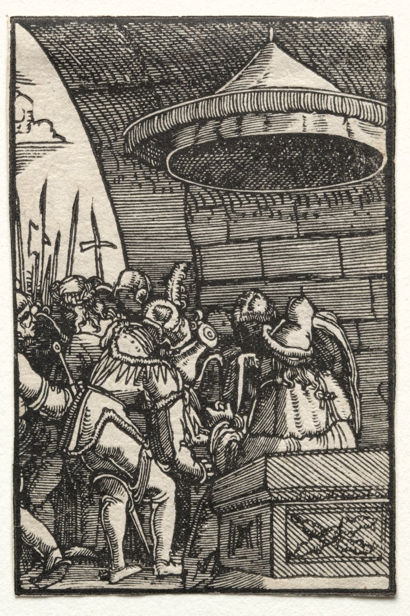 Pád a vykoupení člověka: Pilát si myje ruce od Albrecht Altdorfer