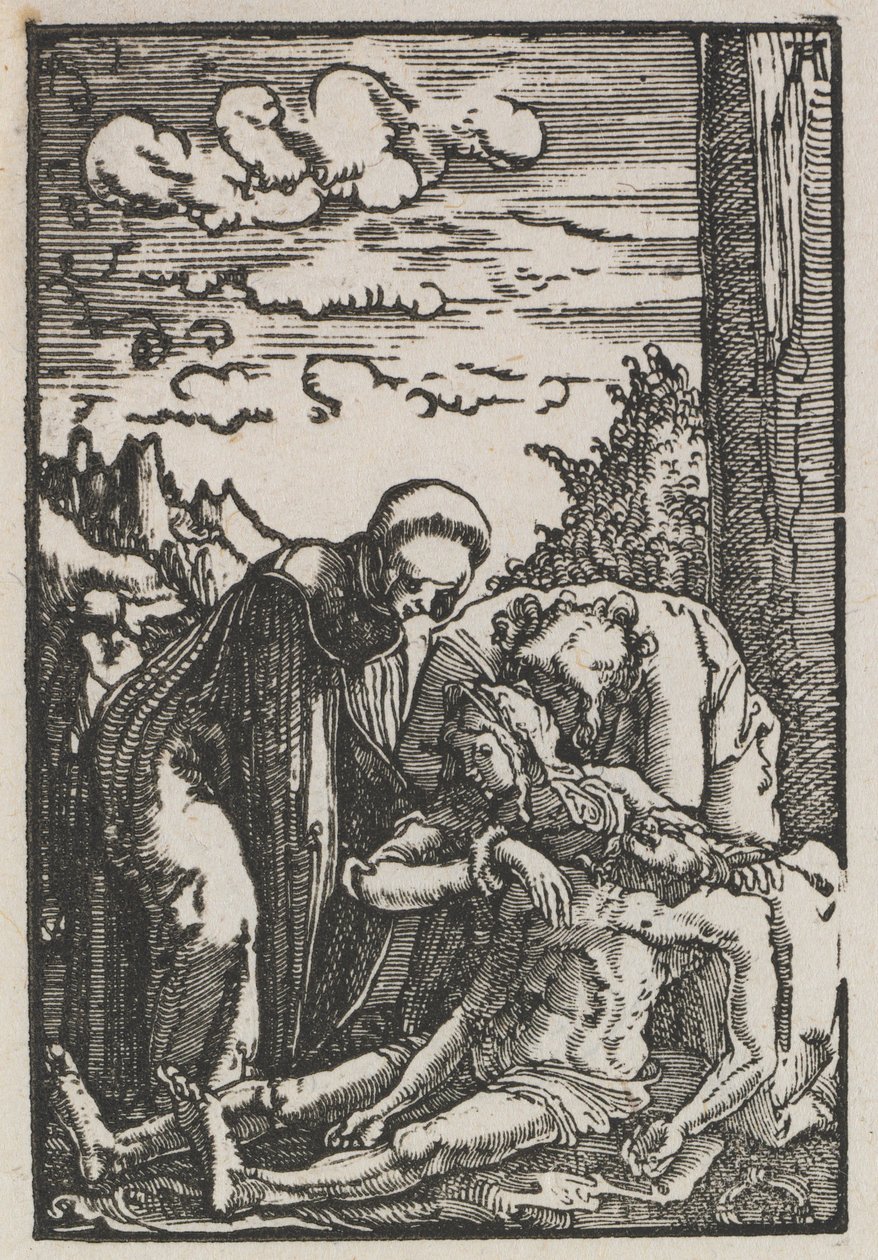 Pád a vykoupení člověka: Oplakávání pod křížem od Albrecht Altdorfer