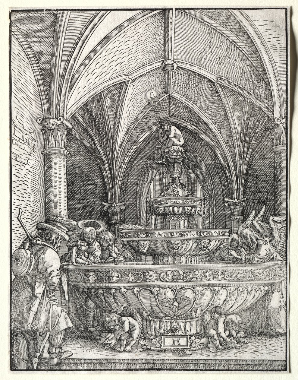 Svatá rodina na útěku do Egypta u fontány od Albrecht Altdorfer